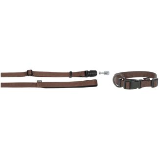 GoLeyGo Dog Leash+Collar cpt Lg Brown